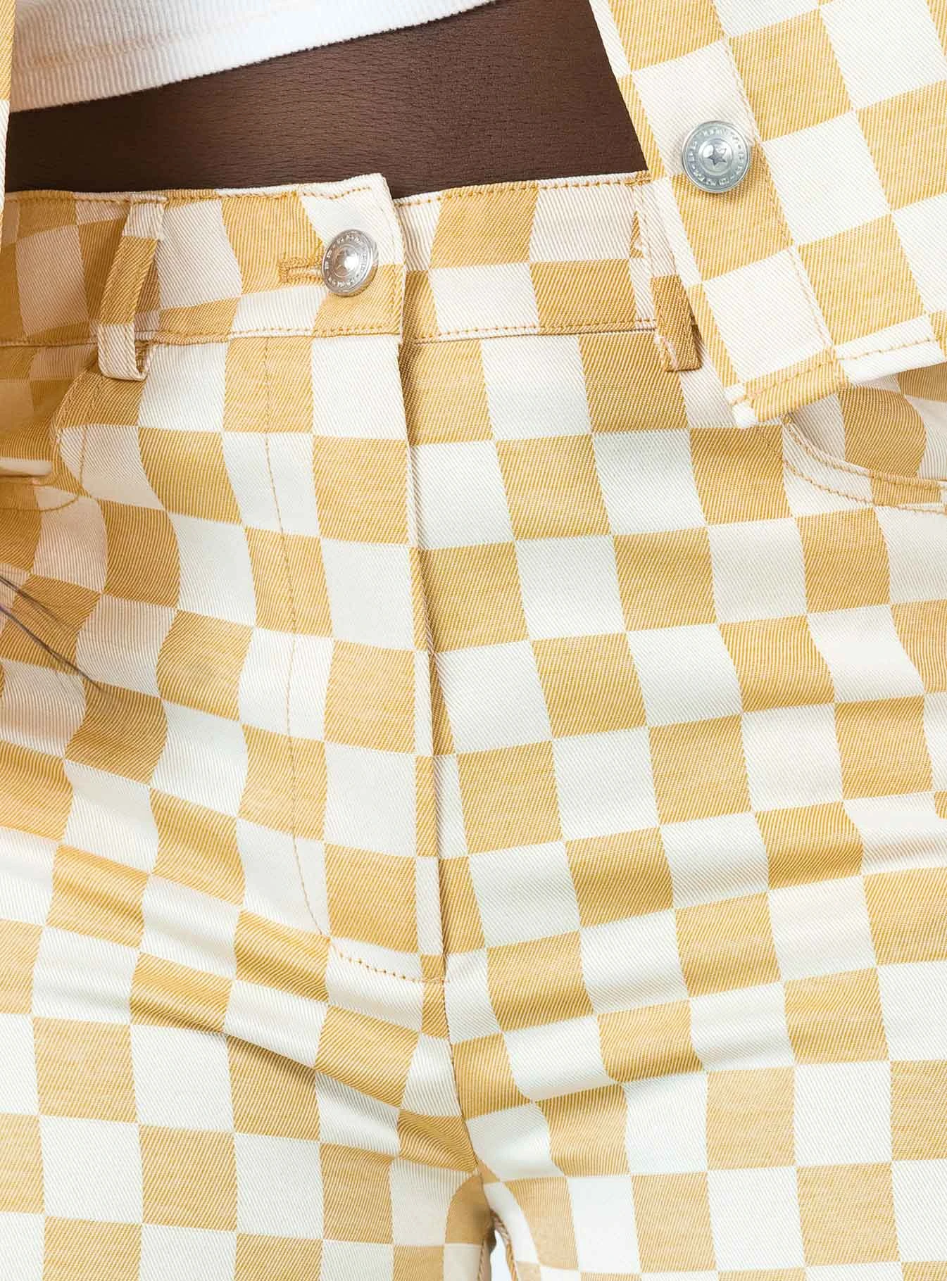 Princess Polly In Check Denim Jeans Beige 6 Princess Polly In Check Denim Jeans Beige - Image 6