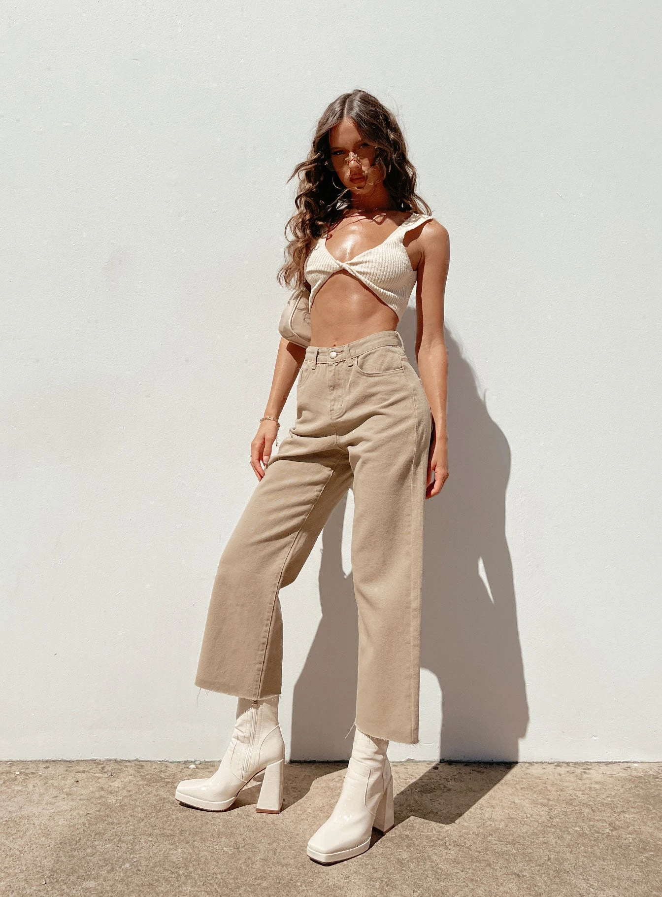 Princess Polly Ruby Cropped Jeans Tan 7 Princess Polly Ruby Cropped Jeans Tan - Image 7