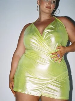 Energised Mini Dress Green Curve -Princess Polly Sales C Energised Mini Dress Green 10 copy