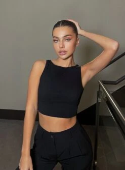 Princess Polly Darlington Crop Top Black