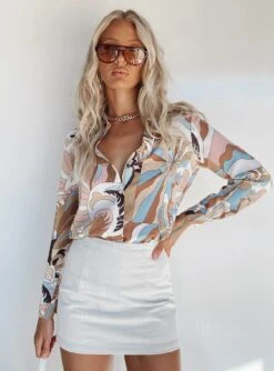 Princess Polly Effie Shirt Brown Multi