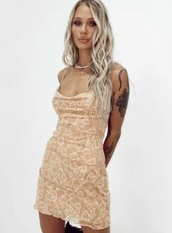 Motel Besky Dress Tan Mushroom