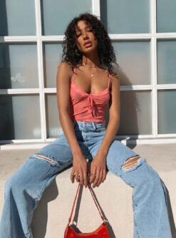 Princess Polly Prague Oversized Denim Jeans -Princess Polly Sales Prague Oversized Denim Jeans Love Bites Cami Roses